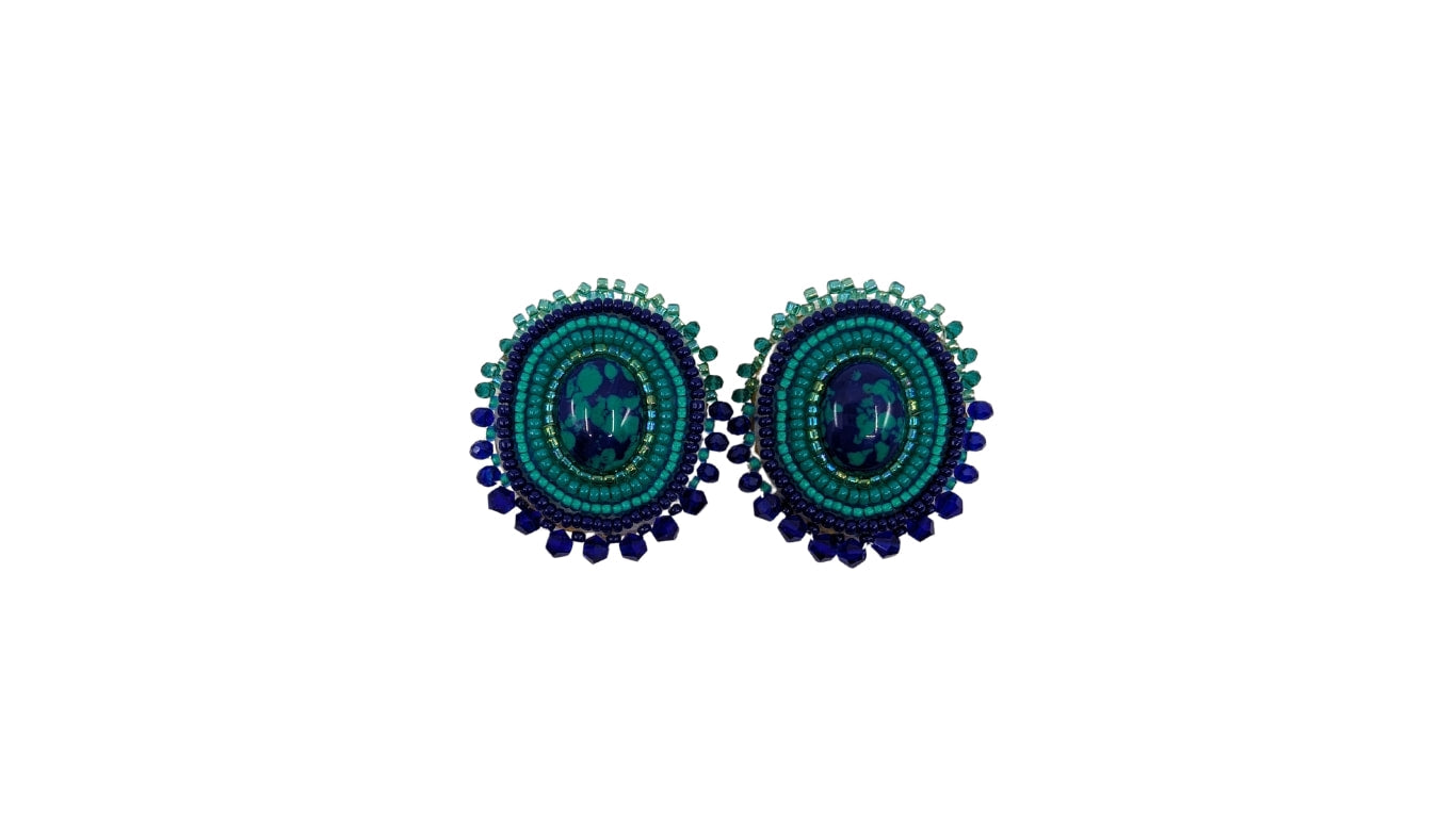 Brandi Ahmie Blue Green Beaded Earrings