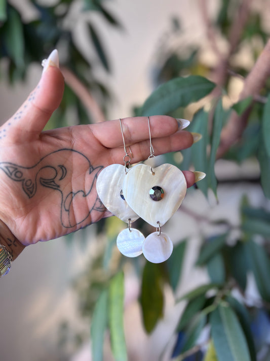 Heart Shell Dangle Earrings by Laverne Tsosie
