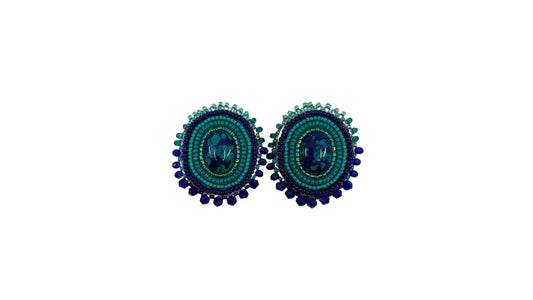 Brandi Ahmie Blue Green Beaded Earrings